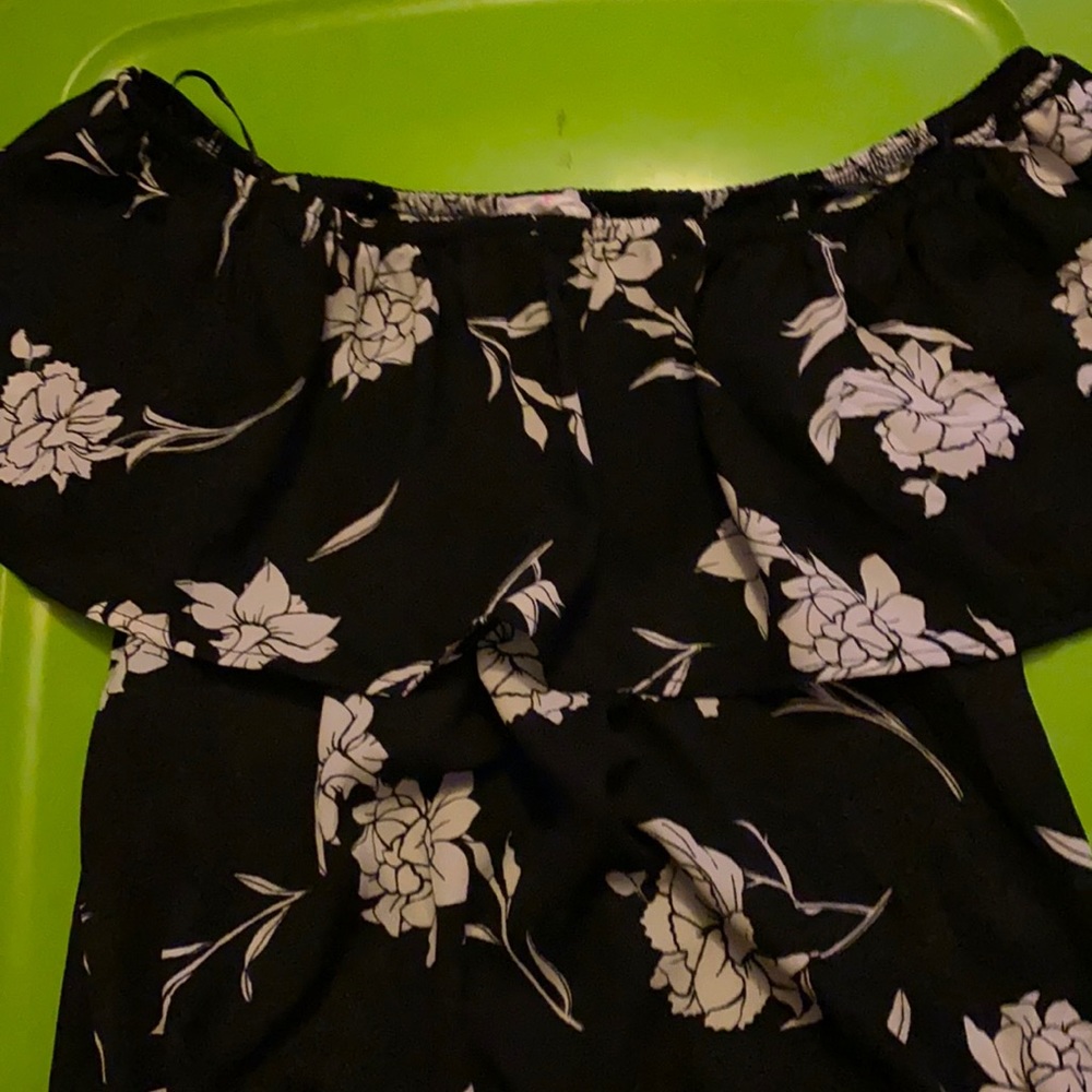 Off shoulder black and white top